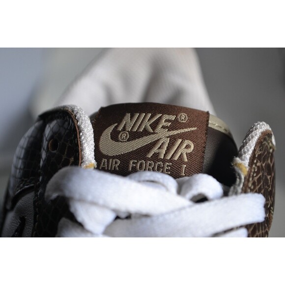 Nike Air Force 1 Premium Brown Snakeskin Men's 12 Sneaker 309096-121 Shoes White - Picture 11 of 16